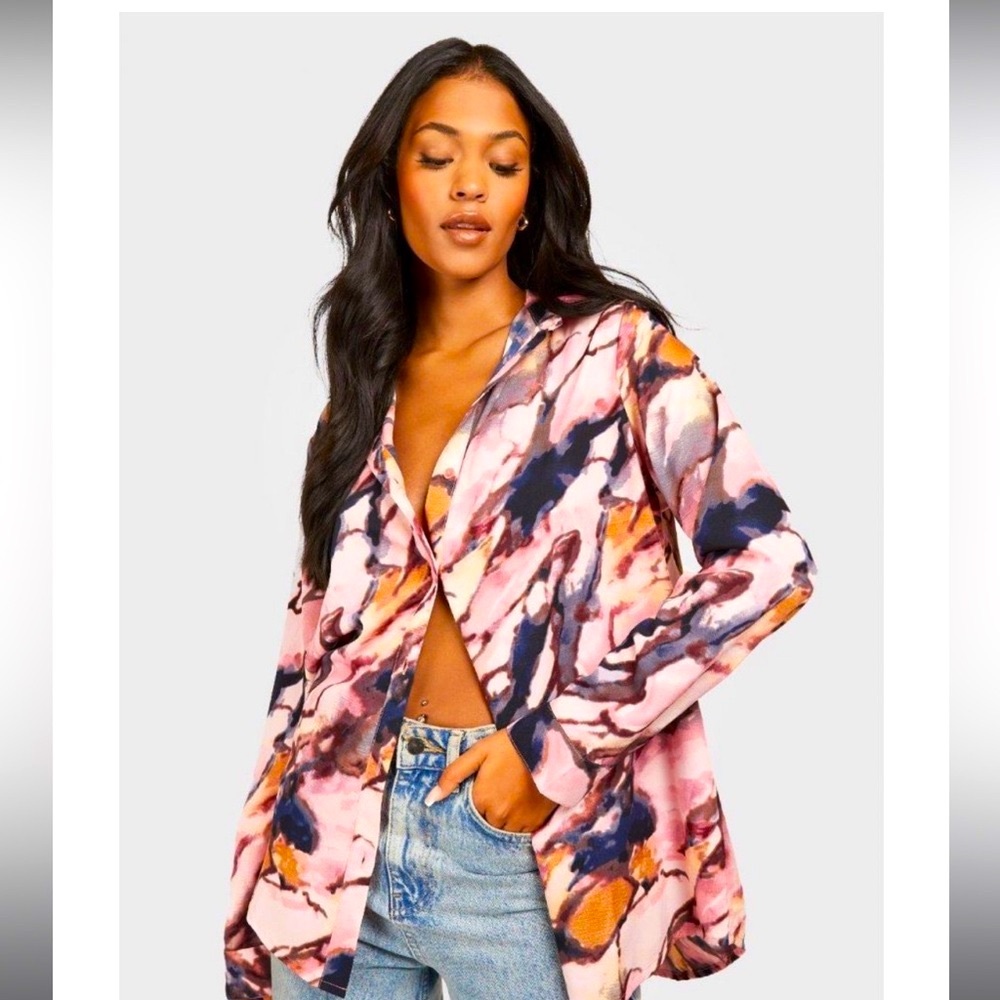 Tall Marble Abstract Print Shirt - Picture 3 of 9